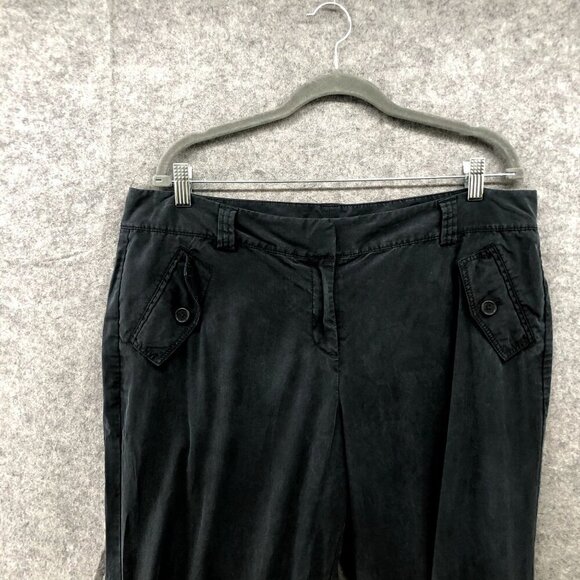 Ann Taylor Black Lyocell Pants Womens Size 14 Roll Cuff Cropped Relaxed - Picture 3 of 9